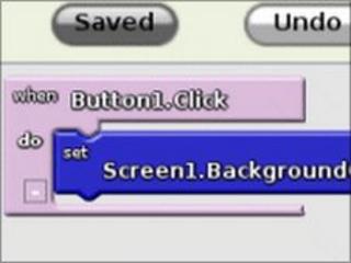Screengrab of App Inventor, Google
