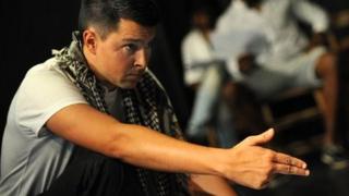 Beau Baptiste during a rehearsal for the Zip: Gun and Knife Crime theatre project