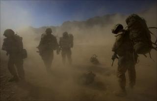 US troops in a sand storm, Kandahar (file photo)