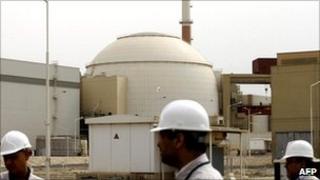 Bushehr nuclear power plant at the Iranian port town of Bushehr, 1200 Km south of Tehran, on February 25, 2009.