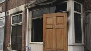 The damaged house