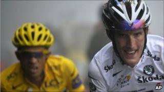Andy Schleck (right) and Alberto Contador, 22 July