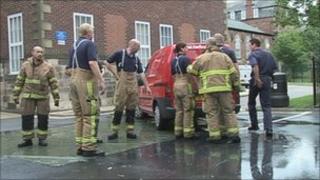 Firefighters tackle the spillage