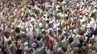 Protesters take to the street earlier this year year against alleged blasphemy on the Facebook website
