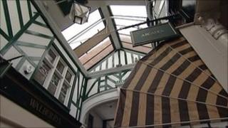Glass roof of the Bedford shopping arcade