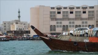 Cars aboard a dhow at Dubai's port