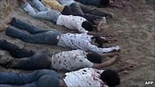 Bodies of the murdered Nepalese workers in 2004