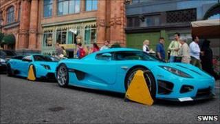 Koenigsegg CCXR and a Lamborghini Murcielago LP670-4 SuperVeloce clamped outside Harrods