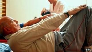 elderly man exercising