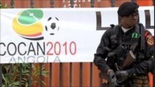 An Angolan soldier stands guard, file pic