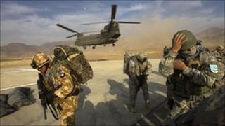 US, Afghan and New Zealand soldiers in Khost province