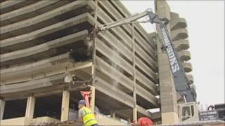 The car park being demolished