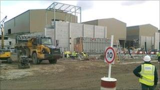 Construction work on the power station near Milford Haven