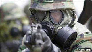 South Korean soldier on a drill, file image