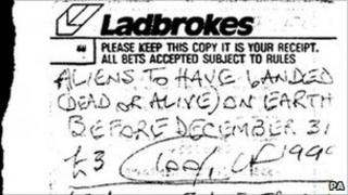 Aliens to land on Earth betting slip