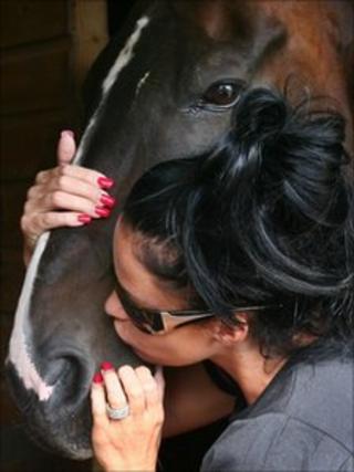 Katie Price at the Horse Refuge in Wittersham, near Tenterden in Kent