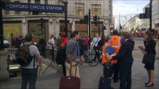 Outside Oxford Circus station following evacuation