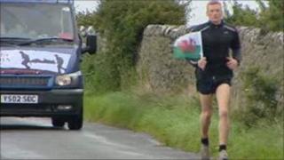 Dylan Jones starts on the first part of his run