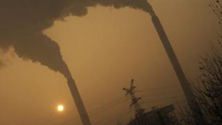 Smoke from coal-powered power plant on the outskirts of Linfen, in China's Shanxi province - 8 Dec 2009