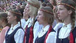 Performers at traditional song festival