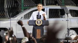 President Obama visiting a Chrysler factory two weeks ago