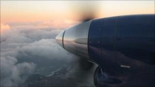 Engine of a Loganair aircraft