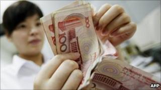 Woman with money in China