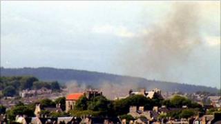 Smoke from garage fire