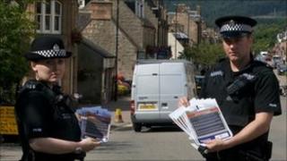 Police with appeal leaflets and posters. Pic: Northern Constabulary