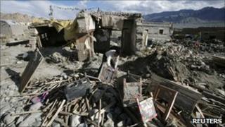 Damaged caused by floods in Leh