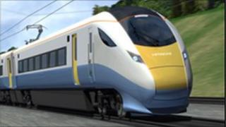 Computer-generated depiction of one of the new trains