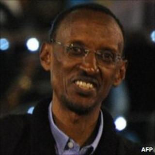 Rwandan President Paul Kagame at a celebration rally in Kigali on 10 August 2010