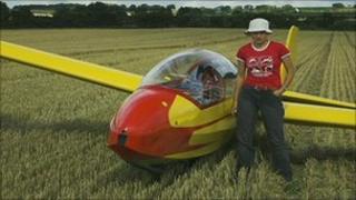 Amy Barsby and her glider