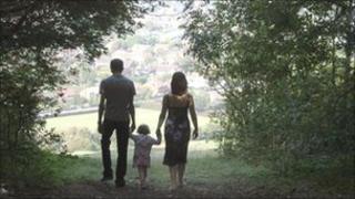 Family out walking