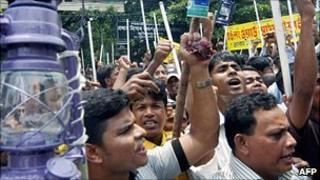 File photo of Bangladeshis protesting over power shortages, 2006
