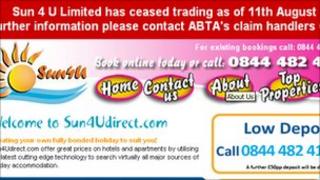 Sun4U web page with banner announcing the company has ceased trading