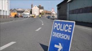 Police sign and accident investigation in the Vale, Guernsey
