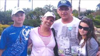 Jeremy 'Jez' Daffern, pictured with pictured with his son Jak, wife Nicola and daughter Dani