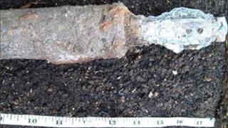 Mortar shell found in garden