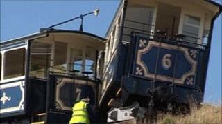 The trams after the crash last September