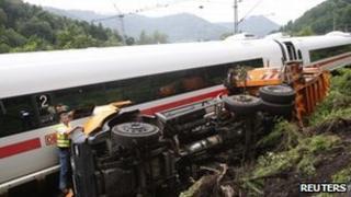 The wreckage of the crash near Lambrecht