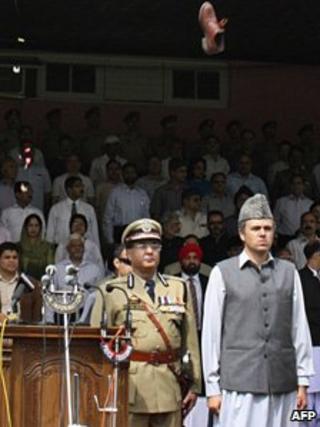 Omar Abdullah at the Independence Day celebrations