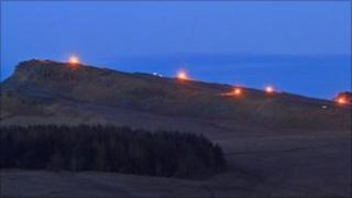 Housesteads lit up during Illuminating Hadrian's Wall