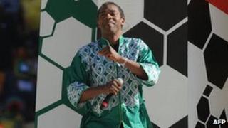 Femi Kuti performs during the opening ceremony of the 2010 football World Cup at Soccer City stadium in Soweto, South Africa, 11 June