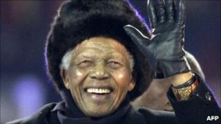 Nelson Mandela at the World Cup final in Soweto on 11 July 2010