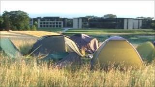 Tents pitched at Gogarburn