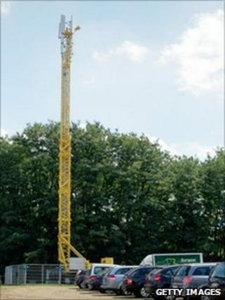 The mast behind the festival venue in Belgium