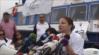 Samar al-Hajj in front of the Mariam in Tripoli, Lebanon, 22 August