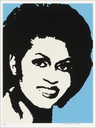 A portrait of Michelle Obama by Mickalene Thomas