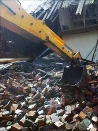The damage to the former Mines Rescue Station